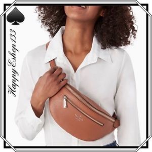 ♠️ kate spade Leila Leather Belt Bag Fanny Pack, Warm Gingerbread
